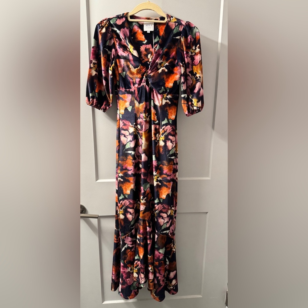 NWT MISA Los Angeles Floral Velvet Dress